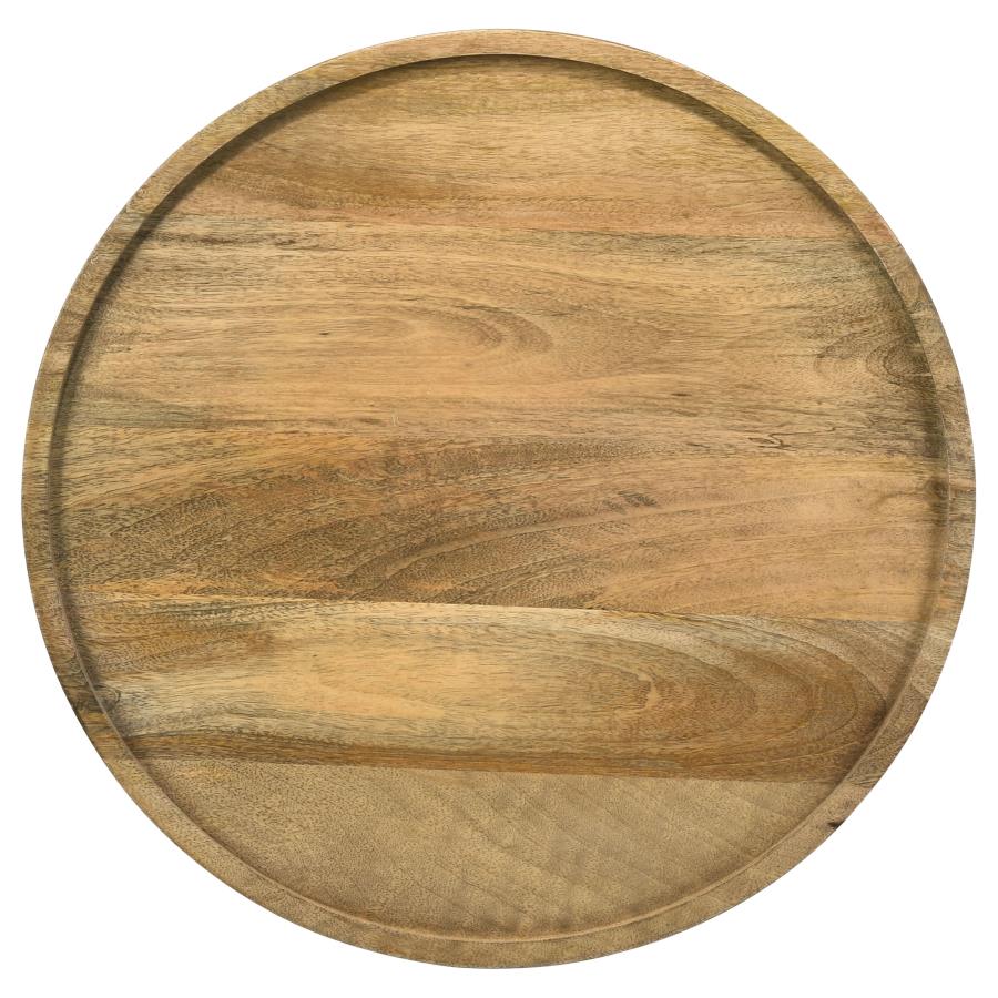 Home & Sleep Outlet - Ixia Round Solid Mango Wood Accent Side Table Natural