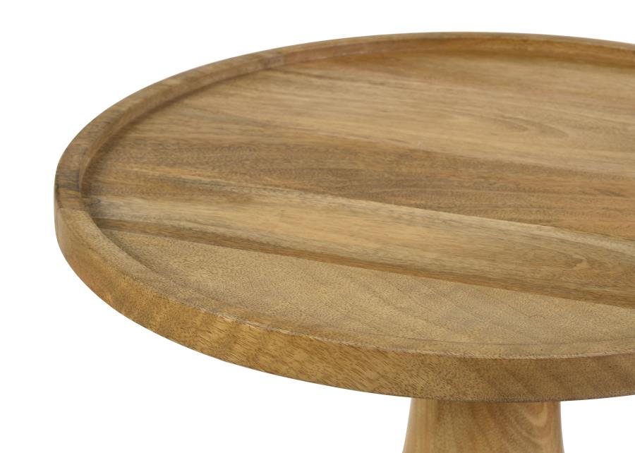 Home & Sleep Outlet - Ixia Round Solid Mango Wood Accent Side Table Natural