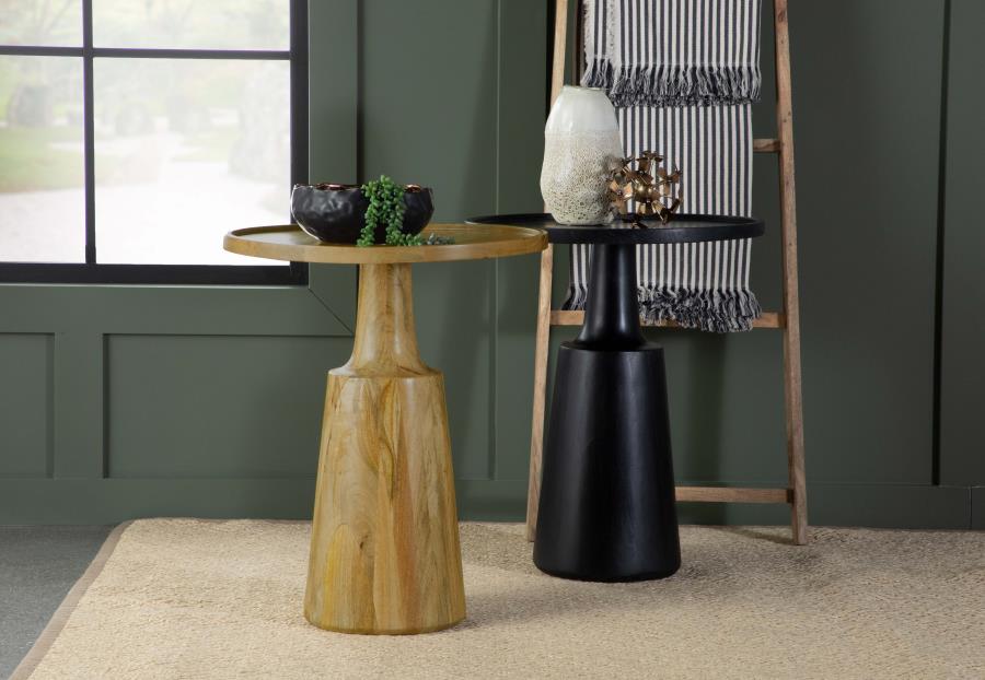 Home & Sleep Outlet - Ixia Round Solid Mango Wood Accent Side Table Natural