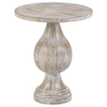 Home & Sleep Outlet - Dianella Round Pedestal Base Accent Side Table White Washed