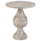 Home & Sleep Outlet - Dianella Round Pedestal Base Accent Side Table White Washed