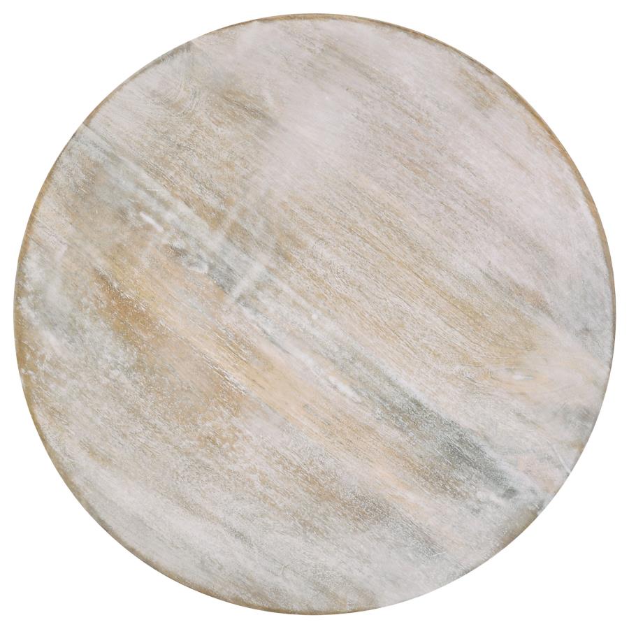 Home & Sleep Outlet - Dianella Round Pedestal Base Accent Side Table White Washed