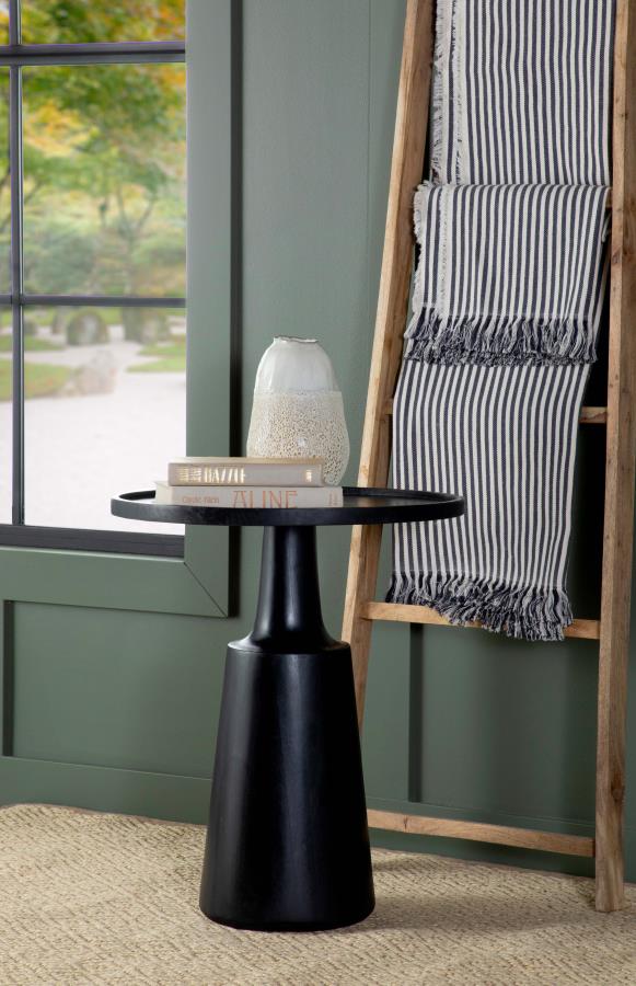 Home & Sleep Outlet - Ixia Round Solid Mango Wood Accent Side Table Black Stain