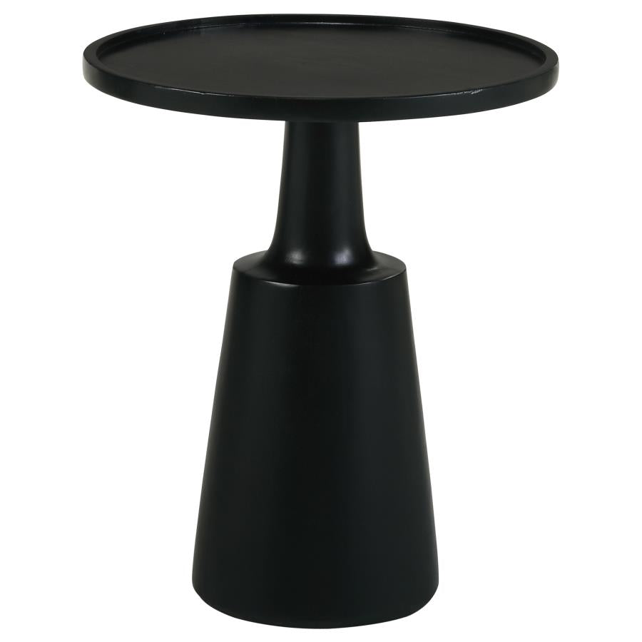 Home & Sleep Outlet - Ixia Round Solid Mango Wood Accent Side Table Black Stain