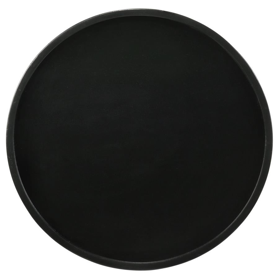 Home & Sleep Outlet - Ixia Round Solid Mango Wood Accent Side Table Black Stain