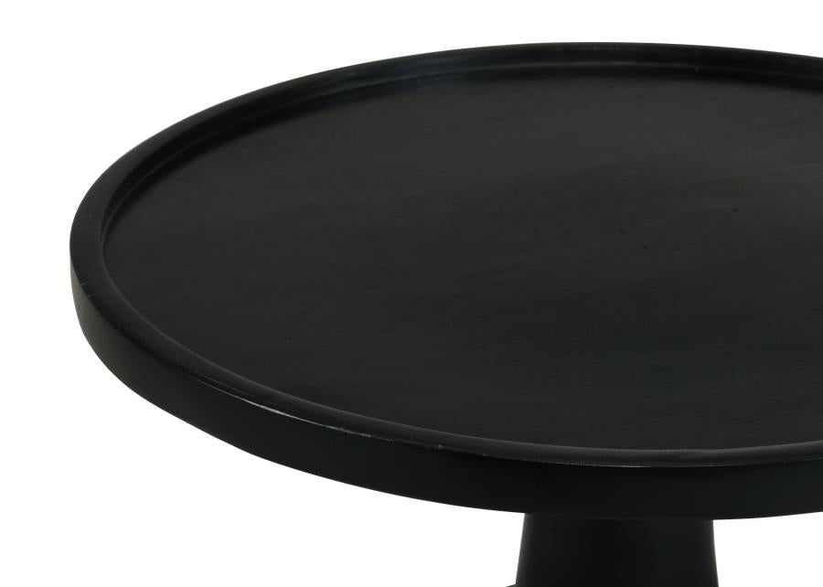 Home & Sleep Outlet - Ixia Round Solid Mango Wood Accent Side Table Black Stain