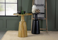 Ixia Round Solid Mango Wood Accent Side Table Black Stain
