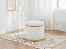Remuda Boucle Upholstered Round Storage Ottoman Ivory