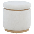 Home & Sleep Outlet - Remuda Boucle Upholstered Round Storage Ottoman Ivory