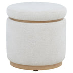 Home & Sleep Outlet - Remuda Boucle Upholstered Round Storage Ottoman Ivory