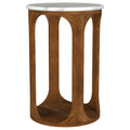 Home & Sleep Outlet - Berkeley Round Marble Top Side Table White and Brown