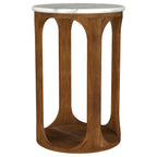 Home & Sleep Outlet - Berkeley Round Marble Top Side Table White and Brown