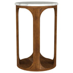 Home & Sleep Outlet - Berkeley Round Marble Top Side Table White and Brown