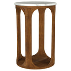 Home & Sleep Outlet - Berkeley Round Marble Top Side Table White and Brown