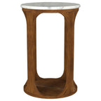 Home & Sleep Outlet - Berkeley Round Marble Top Side Table White and Brown