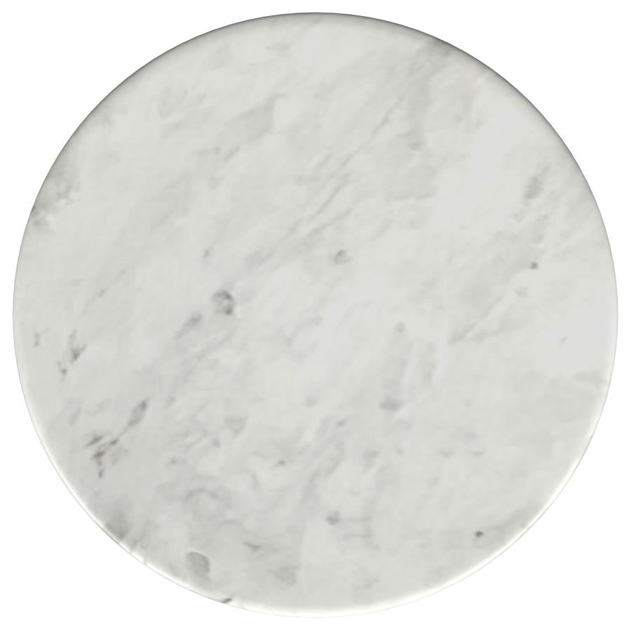 Home & Sleep Outlet - Berkeley Round Marble Top Side Table White and Brown