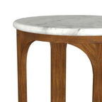Home & Sleep Outlet - Berkeley Round Marble Top Side Table White and Brown