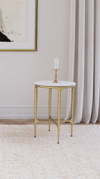 Home & Sleep Outlet - Baldwin Round Marble Top Side Table White and Gold