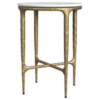 Home & Sleep Outlet - Baldwin Round Marble Top Side Table White and Gold