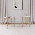 Home & Sleep Outlet - Baldwin Round Marble Top Side Table White and Gold