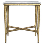 Home & Sleep Outlet - Baldwin Rectangular Marble Top Side Table White and Gold