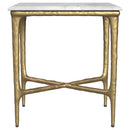 Baldwin Rectangular Marble Top Side Table White and Gold