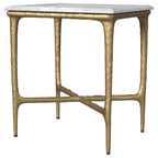 Home & Sleep Outlet - Baldwin Rectangular Marble Top Side Table White and Gold