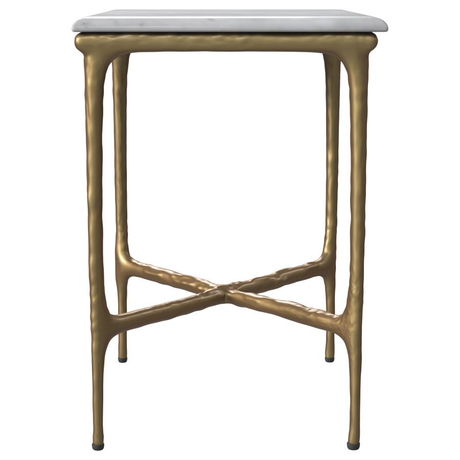 Home & Sleep Outlet - Baldwin Rectangular Marble Top Side Table White and Gold