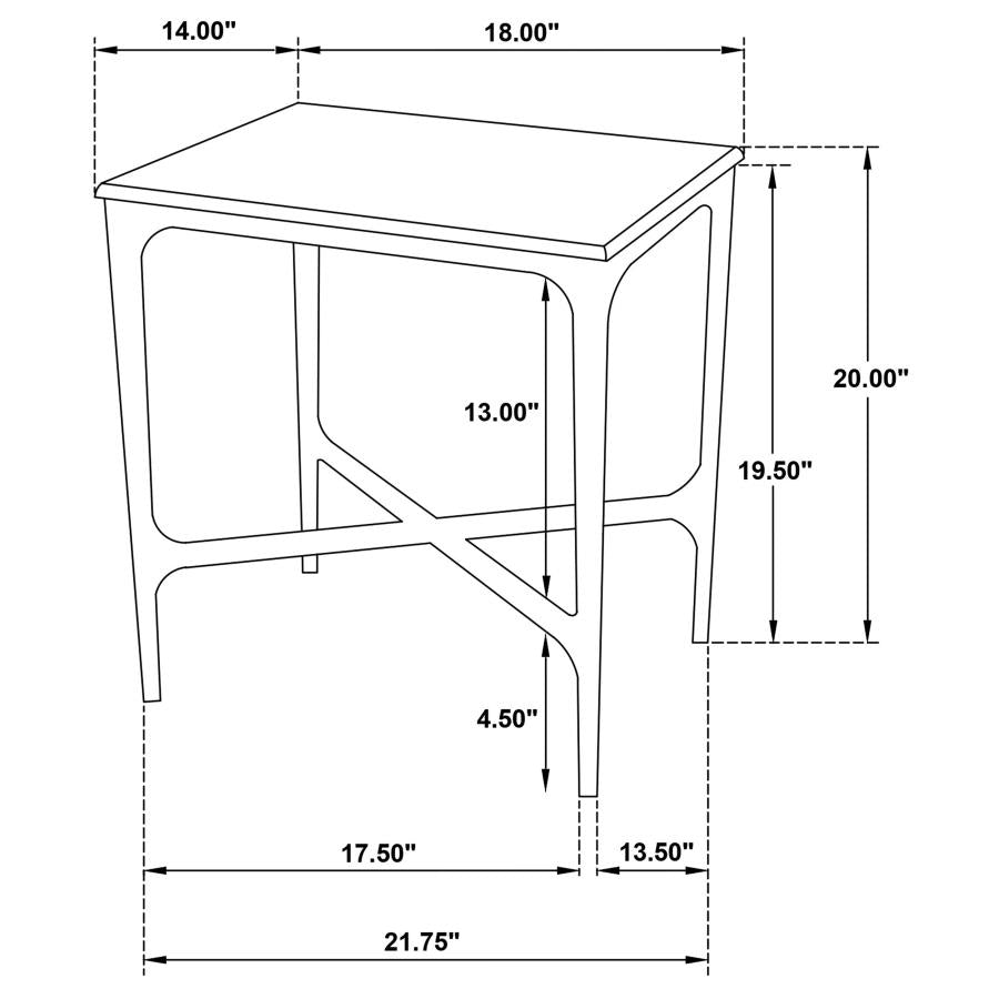Home & Sleep Outlet - Baldwin Rectangular Marble Top Side Table White and Gold