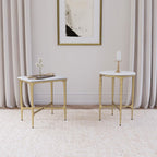 Home & Sleep Outlet - Baldwin Rectangular Marble Top Side Table White and Gold