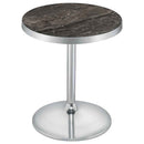 Cazen Round Faux Marble Top Pedestal Side Table Grey