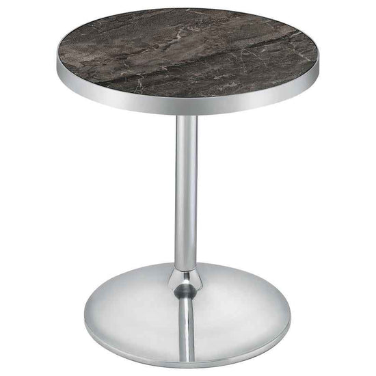 Cazen Round Faux Marble Top Pedestal Side Table Grey
