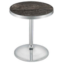 Cazen Round Faux Marble Top Pedestal Side Table Grey