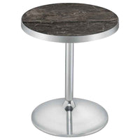 Cazen Round Faux Marble Top Pedestal Side Table Grey