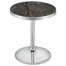 Cazen Round Faux Marble Top Pedestal Side Table Grey