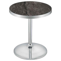 Cazen Round Faux Marble Top Pedestal Side Table Grey
