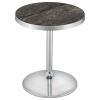 Cazen Round Faux Marble Top Pedestal Side Table Grey
