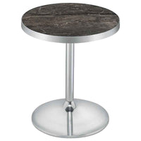 Cazen Round Faux Marble Top Pedestal Side Table Grey
