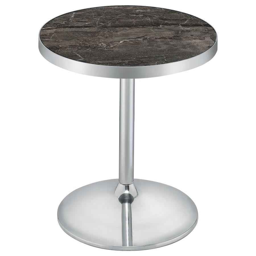 Cazen Round Faux Marble Top Pedestal Side Table Grey
