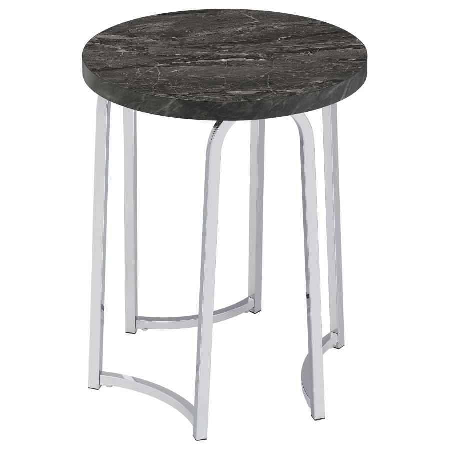 Barcelo Round Faux Marble Top Metal Side Table Grey
