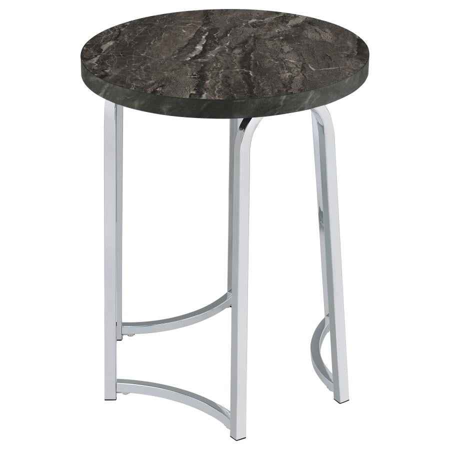 Barcelo Round Faux Marble Top Metal Side Table Grey