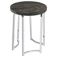 Barcelo Round Faux Marble Top Metal Side Table Grey