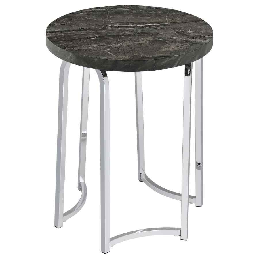 Barcelo Round Faux Marble Top Metal Side Table Grey