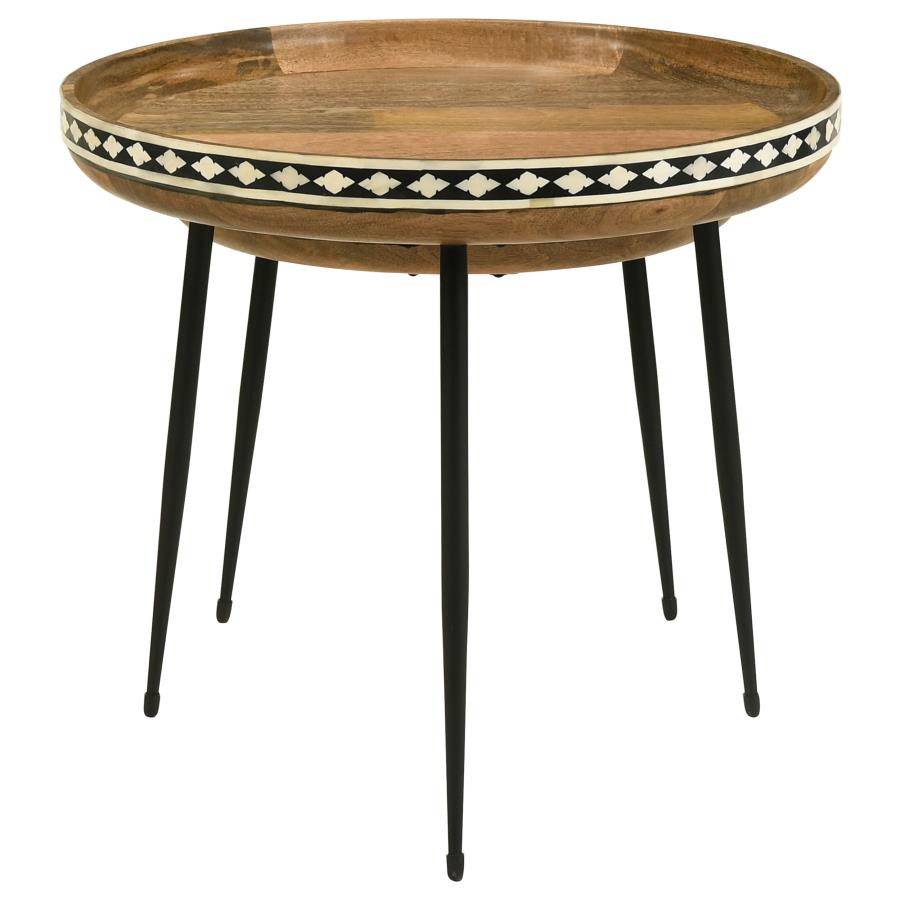 Home & Sleep Outlet - Ollie 2-piece Solid Wood Bone Inlay Nesting Table Natural