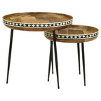 Home & Sleep Outlet - Ollie 2-piece Solid Wood Bone Inlay Nesting Table Natural