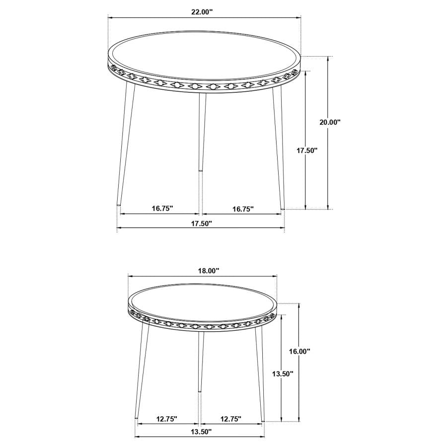 Home & Sleep Outlet - Ollie 2-piece Solid Wood Bone Inlay Nesting Table Natural