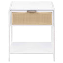 Amherst 1-drawer Radio Weave Cane Metal Bedside Table White