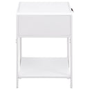 Amherst 1-drawer Radio Weave Cane Metal Bedside Table White