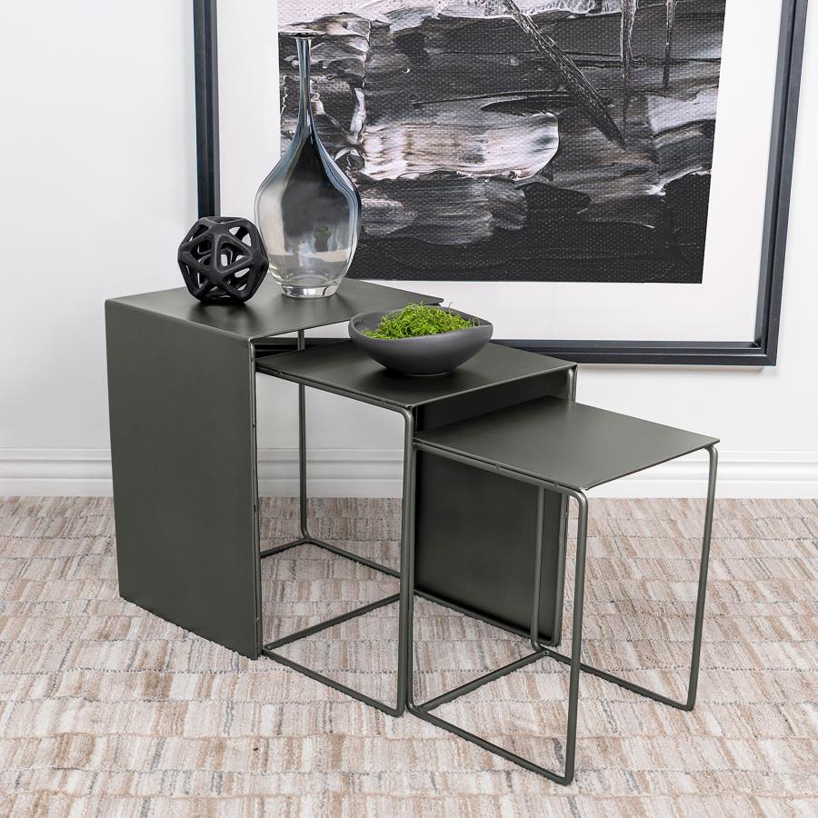 Home & Sleep Outlet - Imez 3-piece Rectangular Metal Nesting Table Set Grey