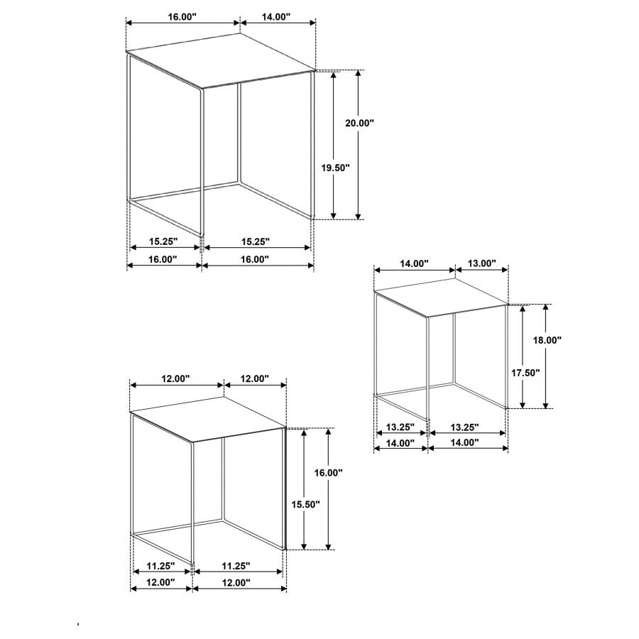 Home & Sleep Outlet - Imez 3-piece Rectangular Metal Nesting Table Set Grey